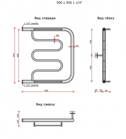 Полотенцесушитель Ростела Фокстрот ДУ-32 1 1/4' 50x50 см